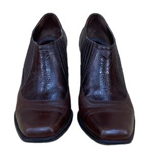 ANTONIO MELANI Brown Western Style Square Toe Women’s Ankle Boots Size 7 1/2M